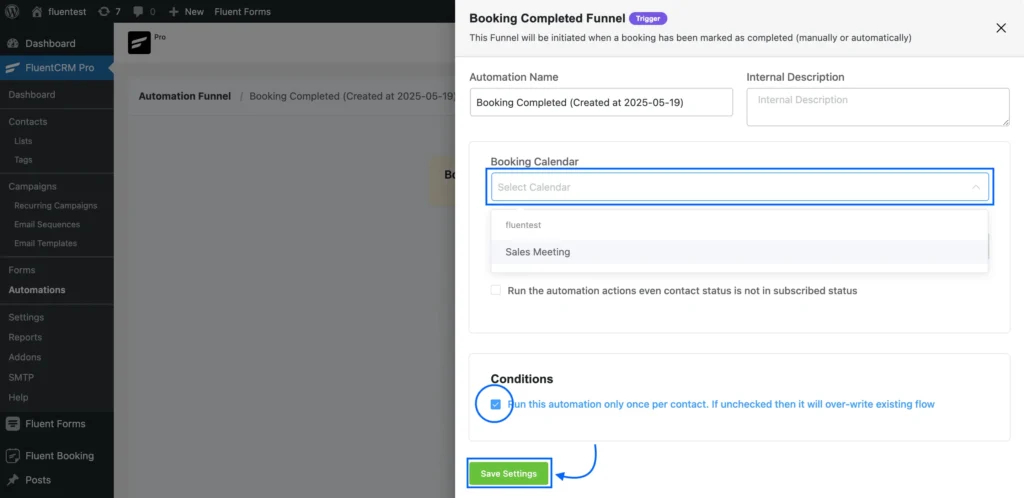 set up booking trigger